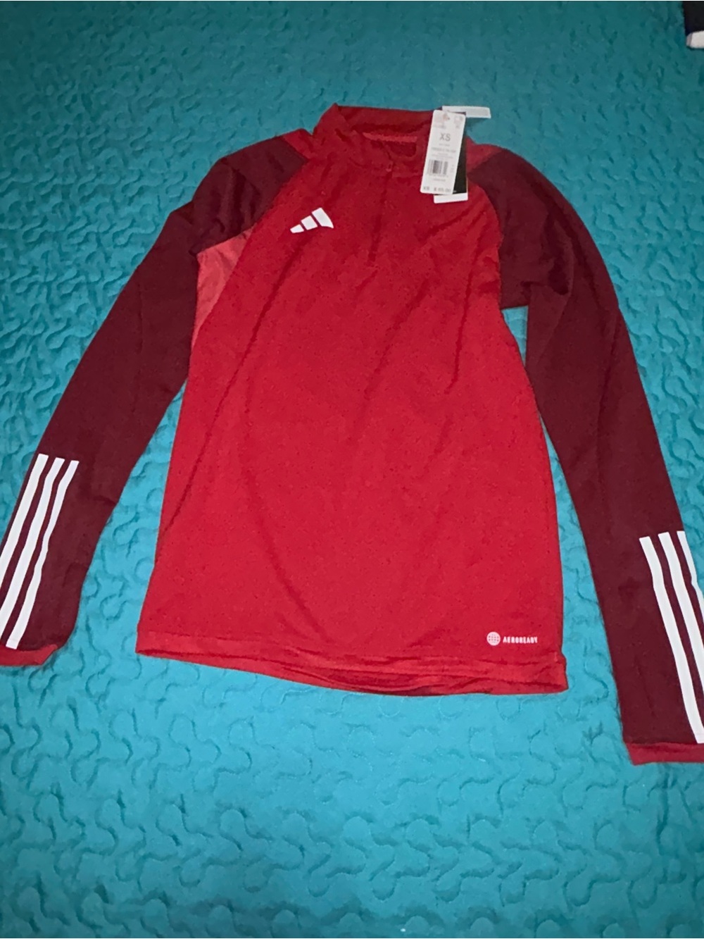 adidas Red and Maroon Long-Sleeve Athletic Top